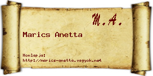 Marics Anetta névjegykártya